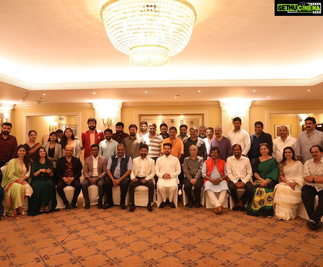 Harshika Poonacha Instagram - It was my immense pleasure to have met the young and dynamic Union minister of Sports,Youth affairs and Minister of Information and broadcasting Sri @official.anuragthakur sir in Namma Bengaluru and discuss on the issues our film industry is facing and how he can help us overcome them. Thankyou for your time sir . Thankyou somuch @innovativefilmcity_ Chairman Mr Prasad ,CEO Mrs Upasana and #KCA chairman @suneelpuranik sir for inviting me for this magnificent event π . . . . . . Wearing the beautiful dress by @n4couture β₯οΈ ITC Windsor, a Luxury Collection Hotel