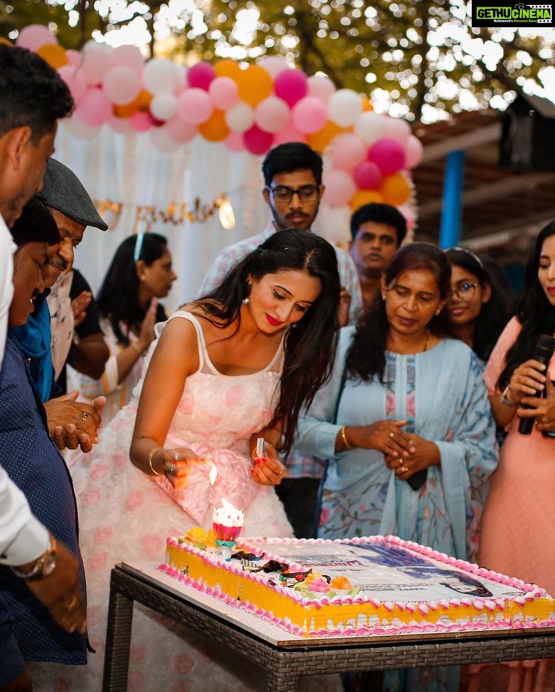 Harshika Poonacha Instagram - Dolled up for real on my birthday May 1st 2022 π₯³π Day 1 birthday celebration was as beautiful as my dress πππ Thankyou everyone for making it super special for me π Special thanks to my friend @ankittiwari for coming all the way from Mumbai and gracing the occasion,Also singing a beautiful song for me π Thankyou team #Marakasthra for making my birthday even more special and all my beautiful friends for your graceful presence. Jay and Meghu I love you guys β₯οΈ Also my fans for your lovely wishes and msgs which has not stopped even now π . . . . Thankyou @shreedesignersboutique for designing this beautiful gown for my birthday and making me look like a doll πππ It was super special π Pebble