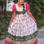 Himaja Instagram - 🌺Subhodayam Friends Outfit by @kalamkari247 Picture credits @rollingcaptures Hair Style by @hairstylistravi #beautiful #beautifuldress #longfrock