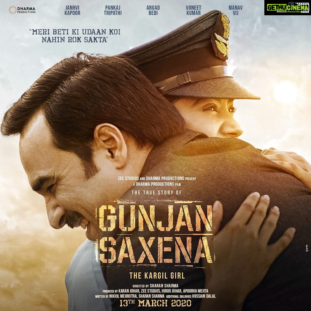 Janhvi Kapoor Instagram - Gunjan Saxena - #TheKargilGirl releasing on the 13th of March 2020 @karanjohar @apoorva1972 #PankajTripathi @angadbedi @itsvineetsingh @manavvij @sharansharma @dharmamovies @zeestudiosofficial
