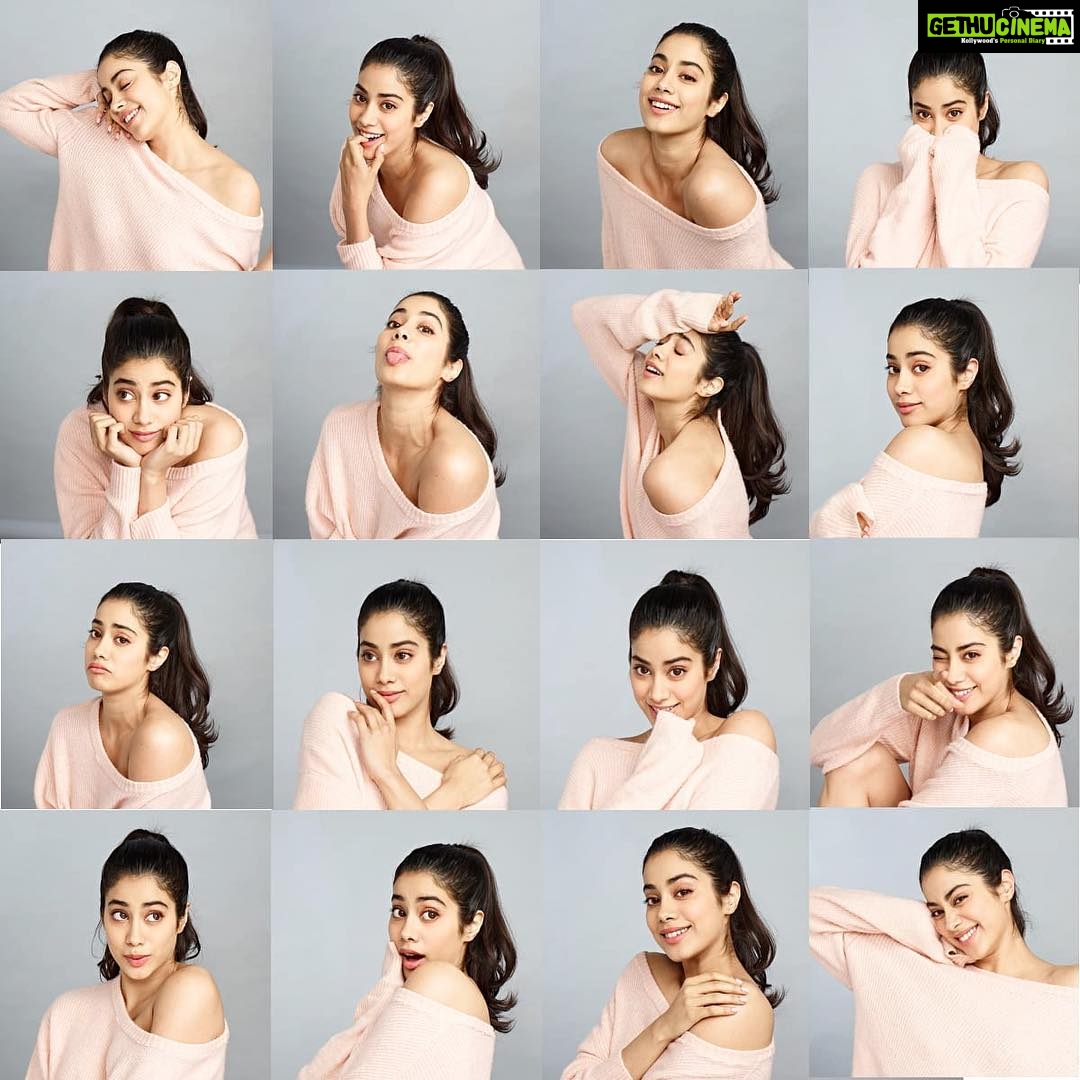 Janhvi Kapoor Instagram - The many shades of meeeee wearing @nykaabeauty SKINShield foundation 😝😜😍 #NykaaBeauty #SkinShield #Thatsmyshade Ps: does posting a collage of myself make me a narcissist? 🤔😯🙈