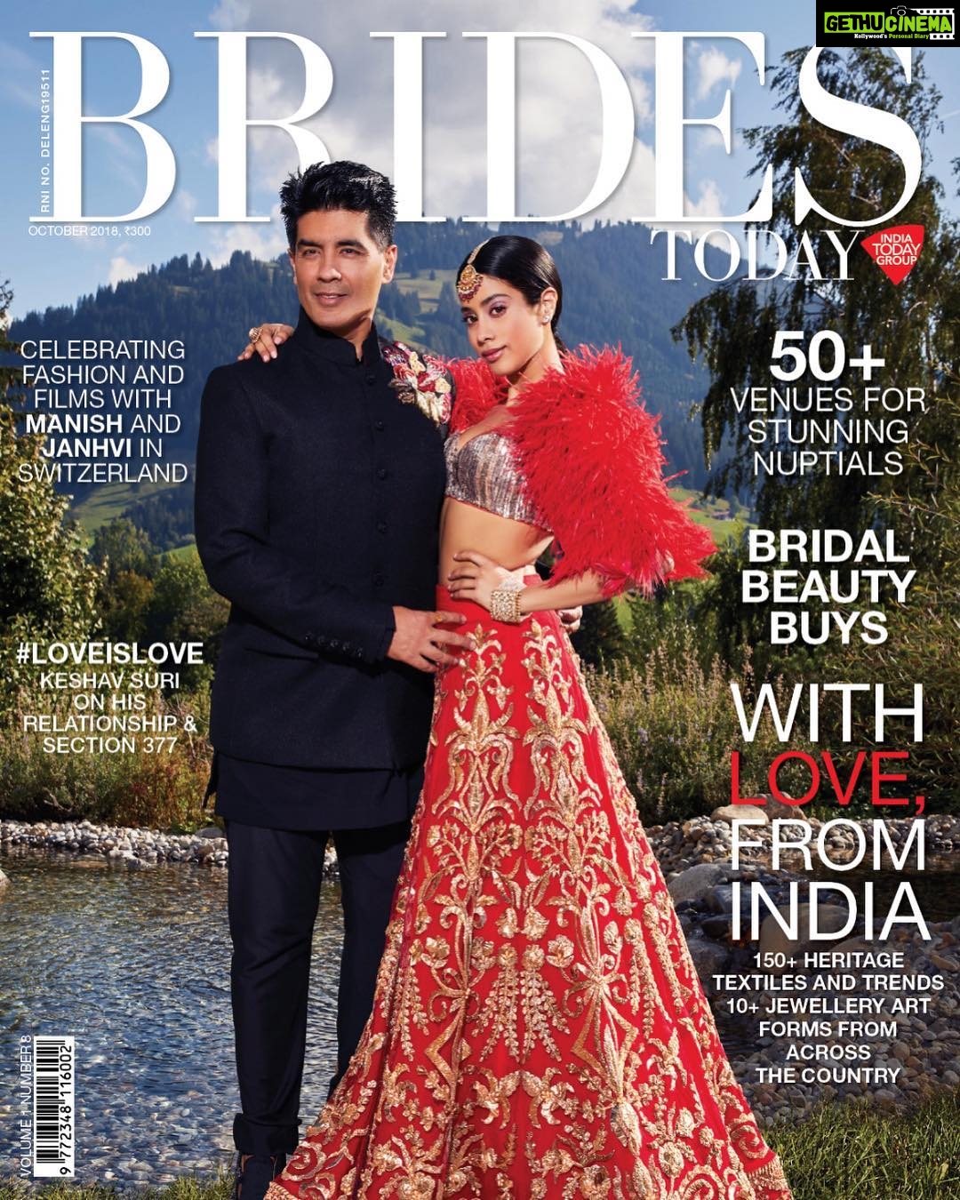 Janhvi Kapoor Instagram - So much fun shooting this!! Thank you so much @bridestodayin @myswitzerlandin ❤️❤️❤️ and @manishmalhotra05 for making me feel like a princess 🌈