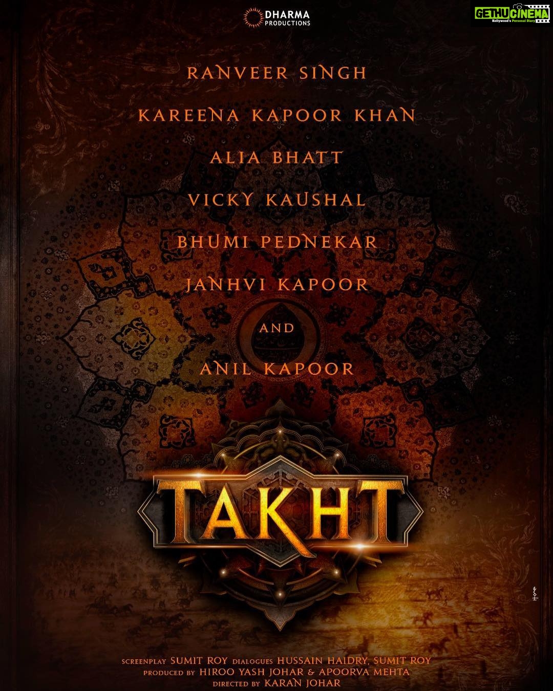 Janhvi Kapoor Instagram - #TAKHT @karanjohar @ranveersingh #KareenaKapoorKhan @vickykaushal09 @psbhumi @aliaabhatt @anilskapoor #HirooYashJohar @apoorva1972 @dharmamovies