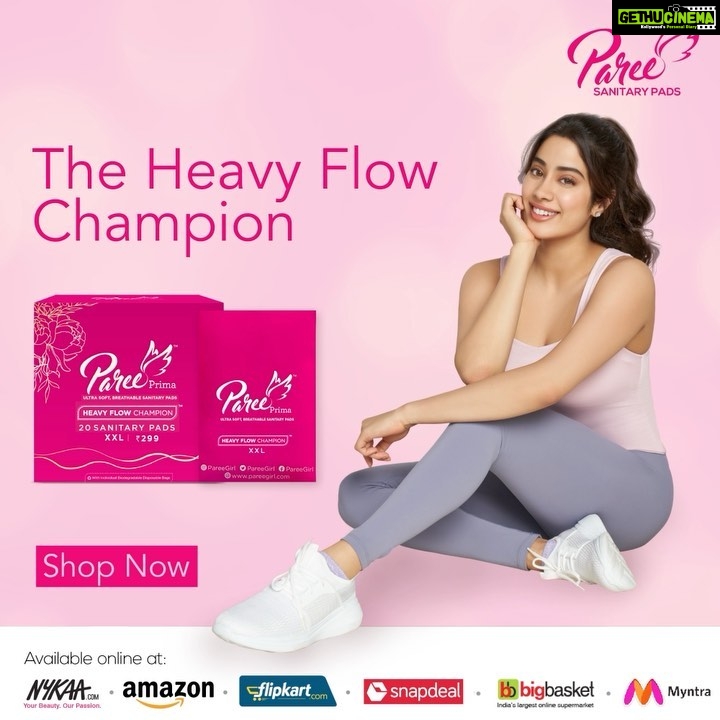 Janhvi Kapoor Instagram - With my @PareeGirl Sanitary Pads, nothing can hold me back! I have my wings, now it's your turn to #PutYourWingsOn. Shop Paree products from your favorite platforms and #BeAParee.