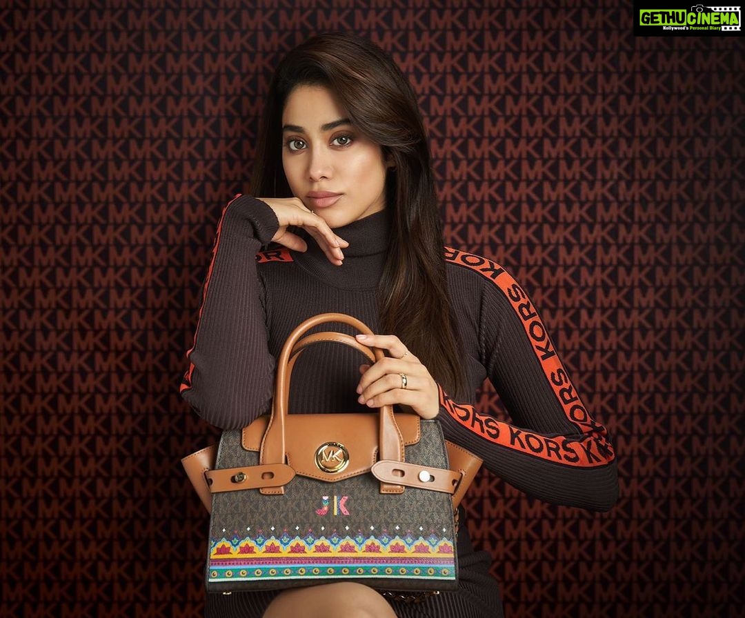 Janhvi Kapoor Instagram - Excited for the launch of #MKMyWay @MichaelKors, where you can get signature bags hand-painted and make it one-of-a-kind, just like mine! Visit the popup in-store this month to personalize your bag. #MKMyWay @MichaelKors @Luxe_Project