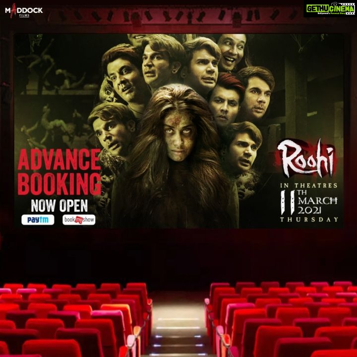Janhvi Kapoor Instagram - Get ready to relive the magic of cinema with #Roohi! ✨ Film releases on Thursday, 11th March, 2021. Advance booking now open! Link in the bio. @rajkummar_rao @fukravarun #DineshVijan @mriglamba @serialclicker811 @gautam.m1 @soulfulsachin @jigarsaraiyaofficial @sachinjigar @amitabhbhattacharyaofficial @Amalendu_dop @maddockfilms @officialjiostudios @officialjiocinema @sonymusicindia