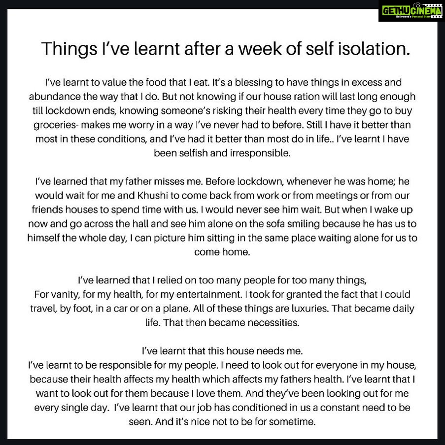 Janhvi Kapoor Instagram - Also learnt that I like to write... p.s. wrote this 3 days ago since we started self isolating a little before the lockdown and it had already been a week for me by then.