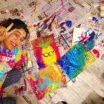 Janhvi Kapoor Instagram - Self isolation productivity 🌈🖼🍍 #ilovepineapple #stayhomestaysafe #fightcorona