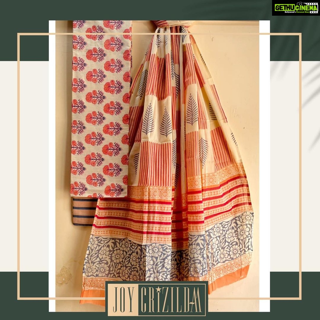 Joy Crizildaa Instagram - Block printed cotton suit ✨ To place an order Kindly DM ! ❤️ Disclaimer : color may appear slightly different due to photography No exchange or return Unpacking video must for any sort of damage complaints #joycrizildaa #joycrizildaasalwarcollections #salwars #salwarmaterial #salwarshopping #salwarsuits #chennaifashionblogger ##chennai