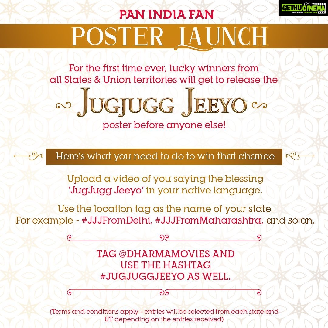 Karan Johar Instagram - We need YOUR blessings to kickstart the #JugJuggJeeyo campaign. For the first time ever - there will be a POSTER LAUNCH BY THE FANS PAN INDIA!ππ»ππ» @apoorva1972 @ajit_andhare @anilskapoor @neetu54 @varundvn @kiaraaliaadvani @manieshpaul @mostlysane @raj_a_mehta @dharmamovies @viacom18studios @tseries.official