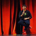 Karthik Kumar Instagram - On stage again is joy ❤️. Buy tickets and check out Aansplaining. #genderequality #manenough