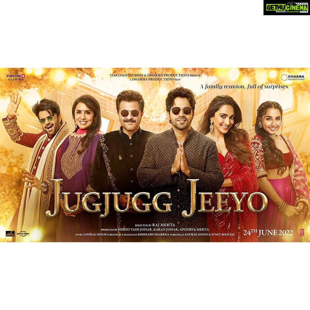 Kiara Advani Instagram - #JugJuggJeeyo family is enroute to the big screen to celebrate togetherness, love, warmth and all that makes up a family! From one family to another, we hope to share this emotion of family with yours on 24th June in cinemas near you. @karanjohar @apoorva1972 @ajit_andhare @anilskapoor @neetu54 @varundvn @manieshpaul @mostlysane @raj_a_mehta @rishiwrites @dharmamovies @viacom18studios @tseries.official
