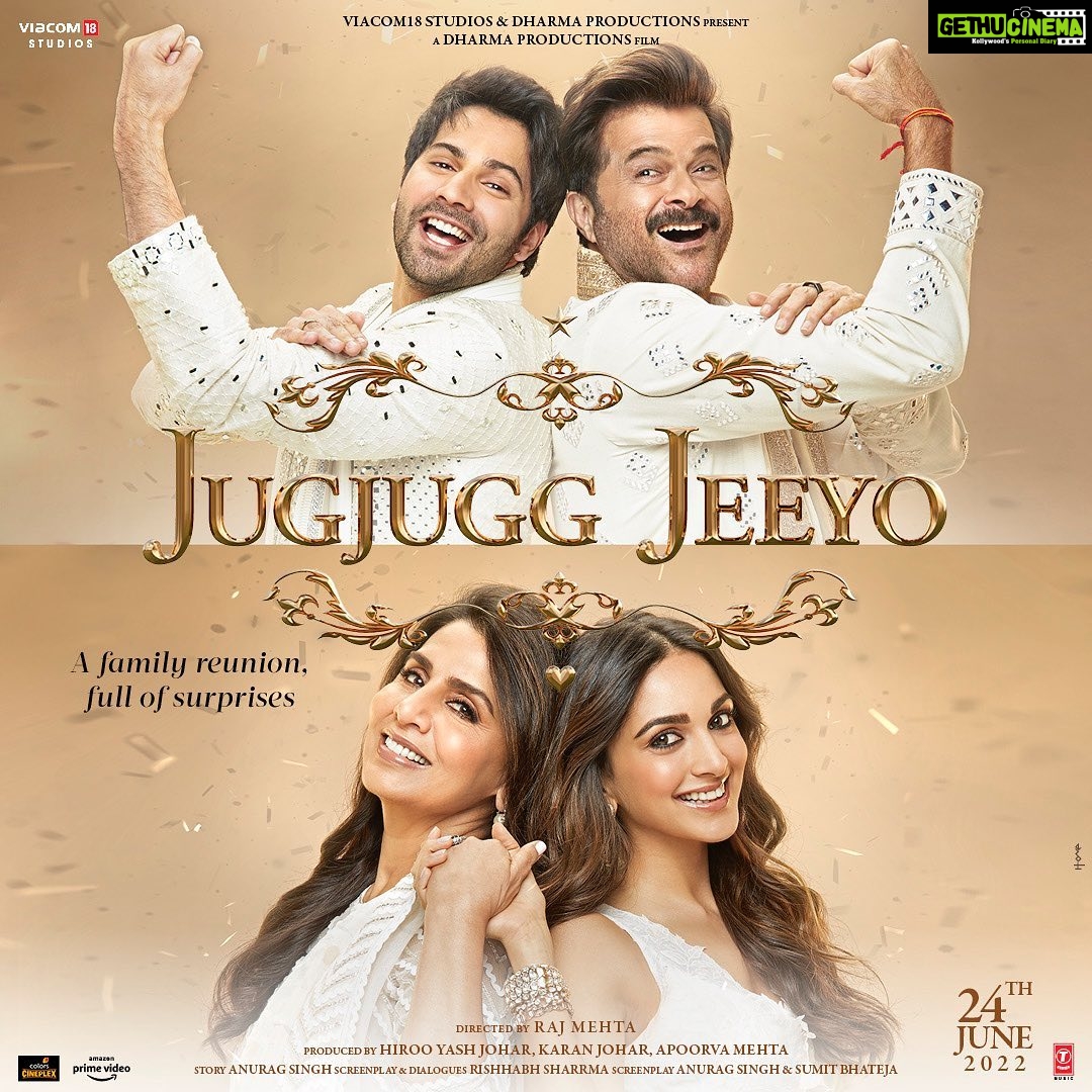 Kiara Advani Instagram - #JugJuggJeeyo family is enroute to the big screen to celebrate togetherness, love, warmth and all that makes up a family! From one family to another, we hope to share this emotion of family with yours on 24th June in cinemas near you. @karanjohar @apoorva1972 @ajit_andhare @anilskapoor @neetu54 @varundvn @manieshpaul @mostlysane @raj_a_mehta @rishiwrites @dharmamovies @viacom18studios @tseries.official