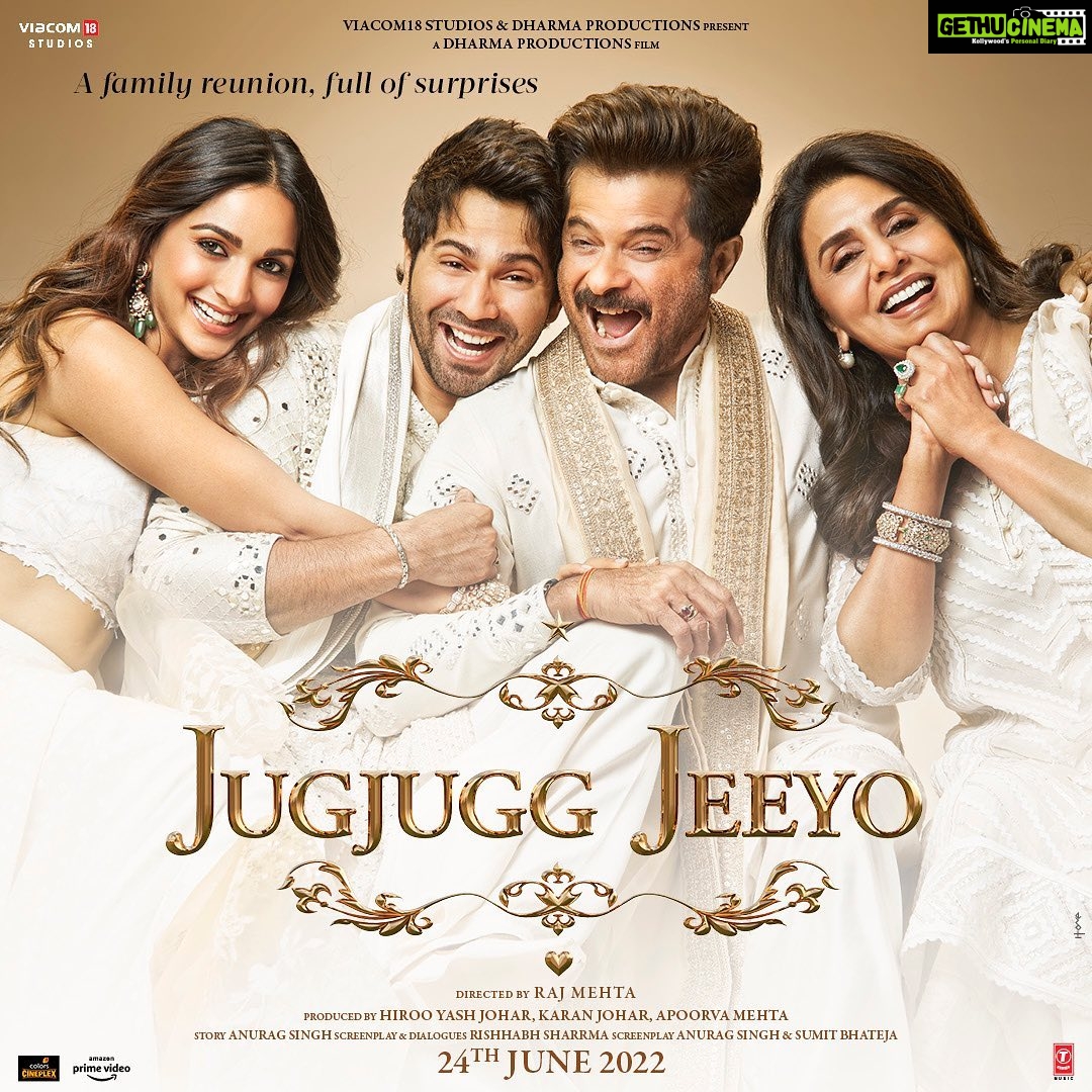 Kiara Advani Instagram - #JugJuggJeeyo family is enroute to the big screen to celebrate togetherness, love, warmth and all that makes up a family! From one family to another, we hope to share this emotion of family with yours on 24th June in cinemas near you. @karanjohar @apoorva1972 @ajit_andhare @anilskapoor @neetu54 @varundvn @manieshpaul @mostlysane @raj_a_mehta @rishiwrites @dharmamovies @viacom18studios @tseries.official