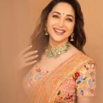 Madhuri Dixit Instagram - Peach & yellow are like you & me, always together & perrrrrrfect ❤️ #Lookbook #SaturdayVibes #OutfitInspiration