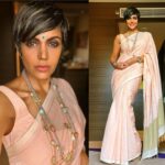 Mandira Bedi Instagram - About to go on stage.. wearing my fav @anavila_m 🌸💖 Jewellery: @azotiique ✨❣️