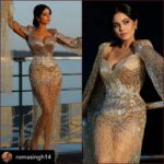 Meera Chopra Instagram - Posted @withregram • @romasingh14 Cannes 2022!! Meera Chopra made her debut at Cannes in Sophie Couture, Kushals Fashion Jewellery and Eridani heels ❤️ Styled by Victor Gee Concepto with Juhi Ali! #MeeraChopta #Bollywood #Fashion #Cannes2022 #CannesFilmFestival #Glamour #GlamourAlert