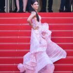 Meera Chopra Instagram - #cannes2022 #redcarpet moments!! Outfit - @sophiecouture Jewelry - @blingvine Sandals - @shoemill.in Styled by-@victorconcepto @juhi.ali HMU - @makeup.cannes Photographed by - @ryanarbilo711 Cannes Film Festival 2022