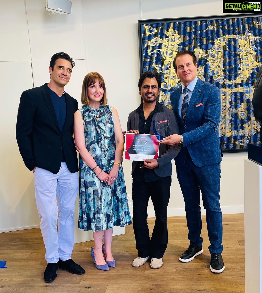 Nawazuddin Siddiqui Instagram - Receiving the #ExcellenceInCinema Award at the #FrenchRivieraFilmFestival made the wonderful evening all the more special. Memorable time spent with the amazing Cinema Artists from across the Globe was a beautiful feeling. @frfilmfestival @mujnicole #VincentDePaul @worth.barbara #JaroslawMarszewski @gillesmarini @nigeldalyofficial @canselelcin