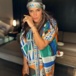 Neha Dhupia Instagram - Scarf-face … 🧣😍 • • • • Muah @diva_rose21 @karanrai001 @kiran_chhetri92 Styled by @ayeshakhanna20 In @rajdeep.ranawat.official @minerali_store