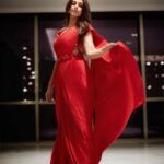 Nikki Galrani Instagram - Lady in red ♥️ Outfit : @thumkaofficial @tifarachennai Earrings : @dior Hair & Make up : @page3salonalwarpet Photography : @kiransaphotography