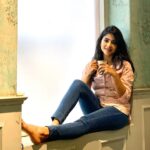 Pavithra Lakshmi Instagram - If you see me sitting with a coffee cup in my hand, trust me I'm doing awesome . . . Thank you @deepak_durai_photography for Sneaking in the middle of the shoot to click pics😁