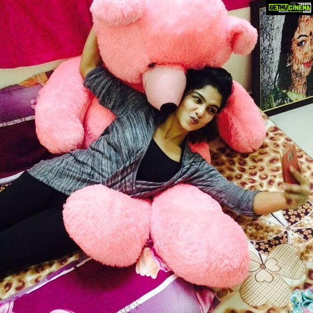 Pavithra Lakshmi Instagram - Best boyfriend ever❤❤❤❤❤ #divyasteddy #meettim #mynewboyfriend #comfortinghugs #bestever #thankuforthecadidsmachan #lubyumacha😘😘😘😘