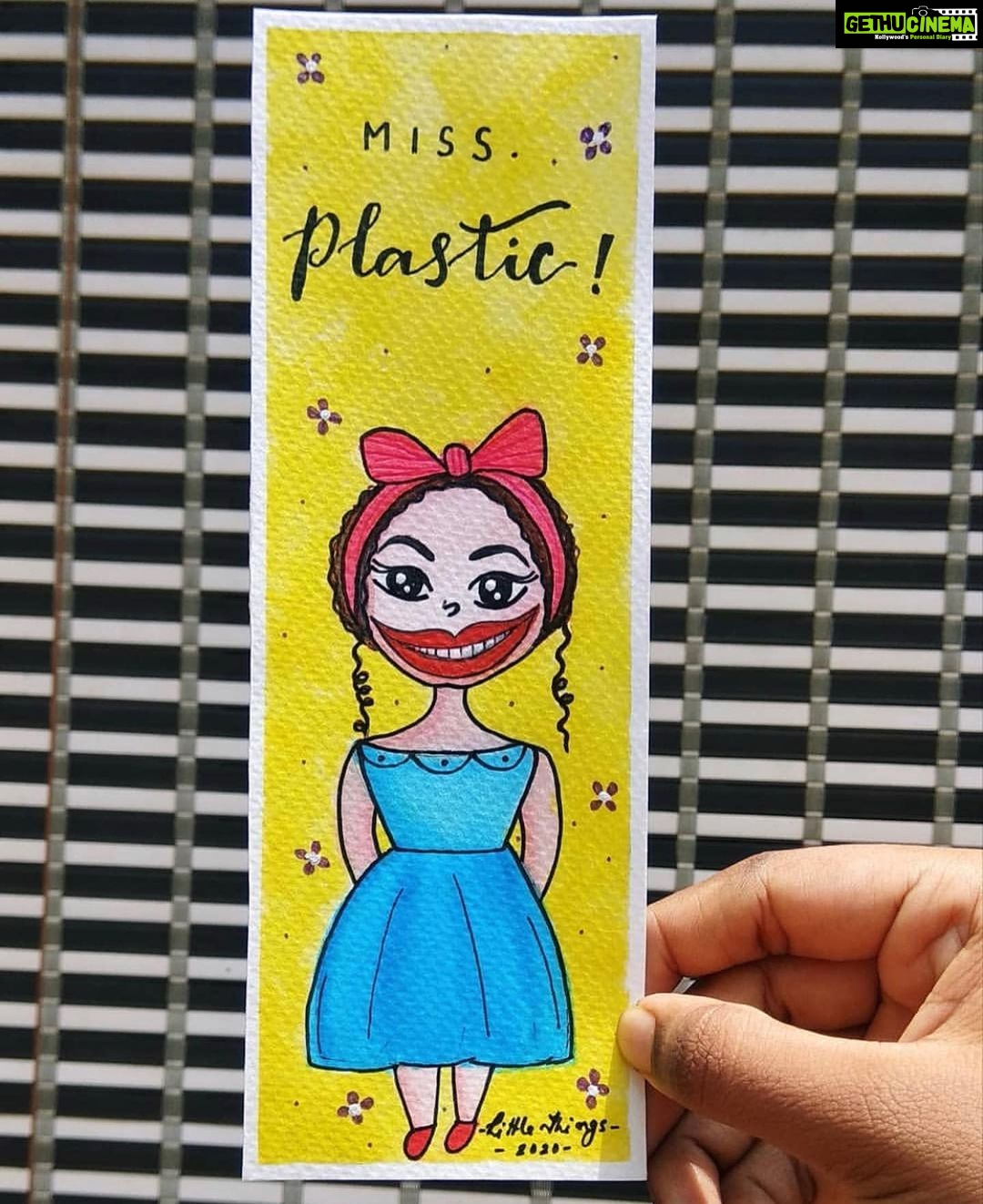 Pearle Maaney Instagram - Miss.Plastic Gets the Recognition she deserves.... 😄 Thank you @crafts_of_aathi for this cute work of art... I have asked Mr.Elastic to gift this bookmark to Miss.Plastic to make it up to her 😜 #Pastic&Elastic