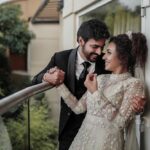 Pearle Maaney Instagram - We received all your blessings... ❤️ Thank You !!! 😘 @srinish_aravind . . . @sainu_whiteline Click Thank u for this beautiful Dream gown by @labelmdesigners Event by @eventiaevents Srini’s suit by @men_in_q_wedding #pearlishwedding Make up @sebastian.miranda.3998 Hair @sudhiar991
