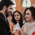 Pearle Maaney Instagram - We received all your blessings... ❤️ Thank You !!! 😘 @srinish_aravind . . . @sainu_whiteline Click Thank u for this beautiful Dream gown by @labelmdesigners Event by @eventiaevents Srini’s suit by @men_in_q_wedding #pearlishwedding Make up @sebastian.miranda.3998 Hair @sudhiar991