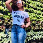 Pearle Maaney Instagram - “Wonder Woman... “ 😎 I’m wearing a cool statement tShirt from @noirdeofficial ❤️ Clicked by @daindavis_dd_