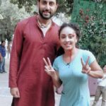 Pearle Maaney Instagram - Did anyone say Throwback? Well I heard it 😋 LUDO.. meeting him and getting to work with him was such a wonderful experience. Someone so Real..who speaks his mind beautifully and always making people around him smile. 😊 @bachchan Sir 🥰 #BTS #LUDO . LUDO Now Streaming On Netflix.. Watch it if you still haven’t ❤️😋