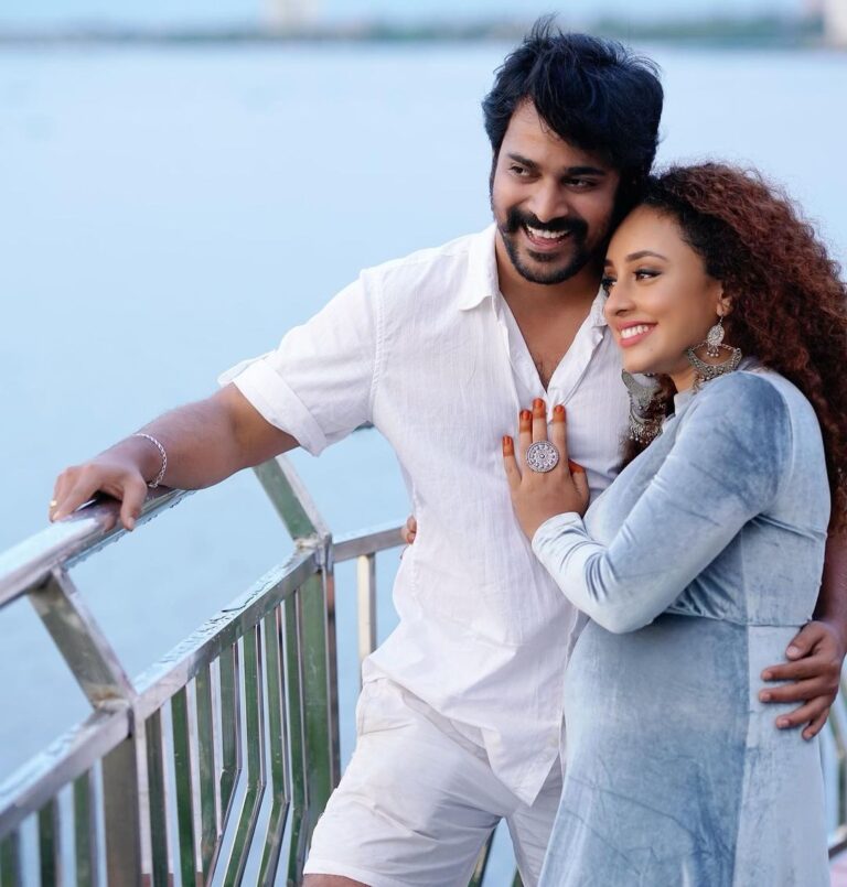 Pearle Maaney Instagram - ALWAYS safe in his Arms 🌸🧿 He takes care of me like a baby and he is always making sure I’m happy. He doesn’t let me watch Negative movies or News. Every time I throw up he is with me rubbing my back... he makes me finish my bottle of water... He had happy tears during our first scan...He gets me Tissues when I cry watching ‘Aniyathipraavu’ for the 100th time... he reminds me to have my tablets on time.. at night he slowly makes sure I’m sleeping on my side... he has secret conversations with our little one... He makes sure I drink my glass of milk at night( he waits for the last sip 😋 coz it tastes yummy)... He walks with me in the evenings..He stays up with me when I am sleepless... Plays my favourite songs to put me to sleep... He applies Moisturiser on my tummy every night.. He laughs at all my Jokes...He reminds me how beautiful I am... he lets me eat what I want...He always tells me to follow my Dreams...Well... the list Goes on. I love him with all my heart and I’m the luckiest to be carrying one more beautiful version of this Loving Human inside me. Love You Srini 😘 🧿 #extremelypampered #imaluckywife @srinish_aravind . . . Click @jiksonphotography @lightsoncreations Styling @asaniya_nazrin