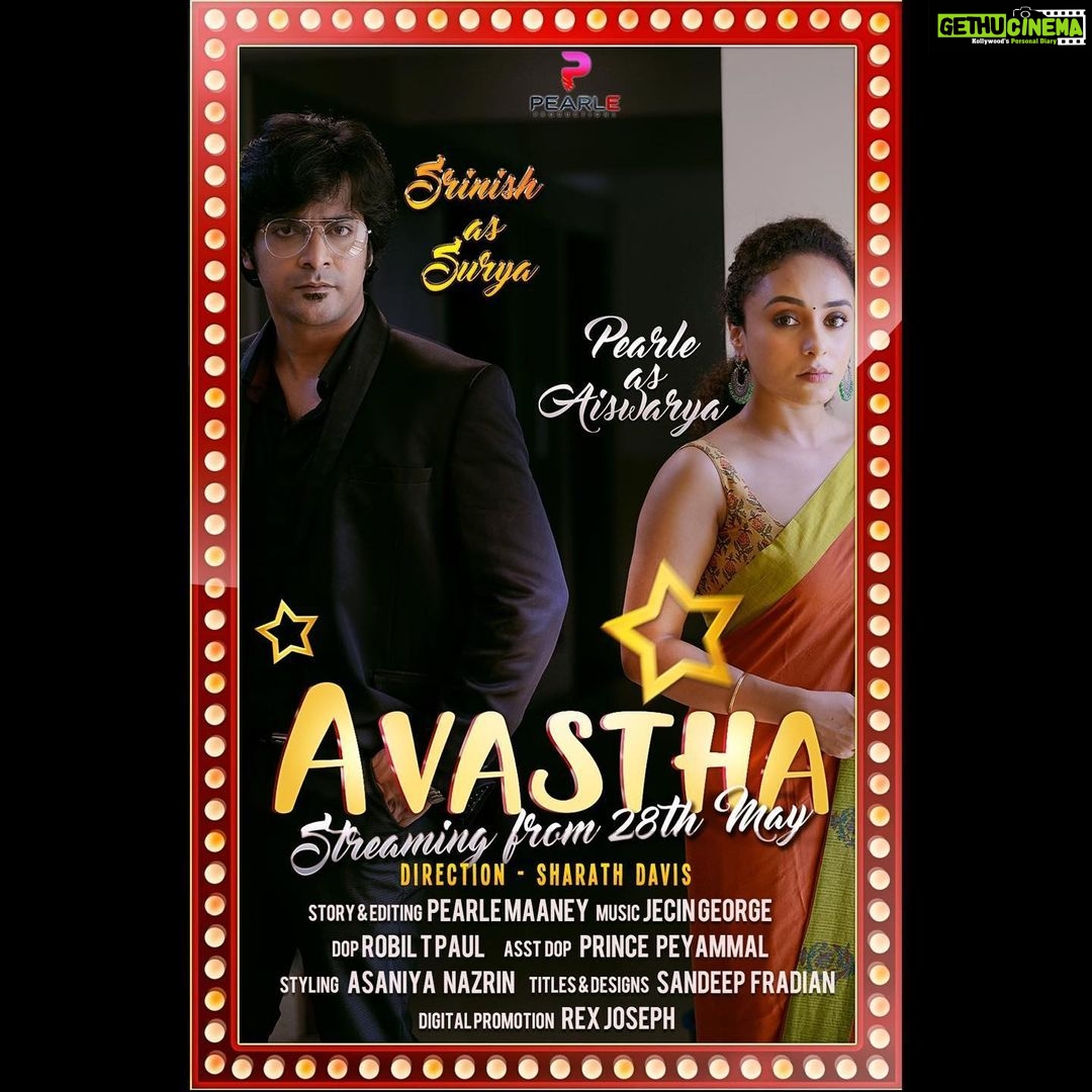 Pearle Maaney Instagram - First Look Poster of “Avastha” 🤩 Streaming from 28th May 11am on My Youtube Channel stay Tuned!!! . 🧿 . @srinish_aravind @sharathdavis @robil_rosily_paul @sandeep_fradian_ @jecingeorge @asaniya_nazrin @prince_payammal @iamrexjoe #avasthawebseries