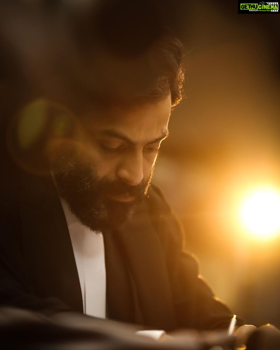 Prithviraj Sukumaran Instagram - The calm before the storm! Aravind Swaminathan in #JanaGanaMana Blockbuster 🔥 Pic: @sinat_savier