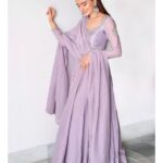 Rukshar Dhillon Instagram - Soft hues & vintage vibes💟 Styled by- @meghanaalluri Outfit- @mrunalinirao Jewellery- @sheetalzaveribyvithaldas Make up- @makeupbysheffali Hair- @seena_hair143 Photographer- @kannasrihari #AshokaVanamLoArjunaKalyanam #AVAK #RuksharDhillon #promotions
