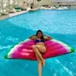 Samyuktha Hegde Instagram – I’m a mermaid 🧜‍♀️ on a watermelon 🍉 

Ps: Pool time everyday was definitely a highlight of our trip! 
Abu dhabi you were awesome 

#summerinabudhabi #abudhabi #pooltime #everybodyisabikinibody
