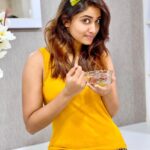 Shivani Narayanan Instagram - Pic 1 - You want some 👱🏻‍♀️?..... | Pic 2 - Okay.. Let me first have 😋🙈..... | Comment your fav Sweet ❤️🏠 ..... #stayhome #staysafe