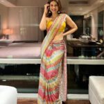 Shraddha Das Instagram - Dressed up in your favourite outfit on me for the Extra Jabardasth show as a special judge . In a @poojabagariaofficial saree and jewellery by @shillpapuriidesignerjewellery 💛 Styling : @artbyavnee 📸 @krishnatejah , @sai_tejah Make up : @hareshwarp Hair : @gouriepatil #extrajabardasth #etv #telugu #saree #sequinsaree #multicolor #sareelove #shraddhadas Park Hyatt Hyderabad