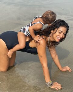 Shriya Saran Instagram - Love laughter and happiness To love without condition, to talk without intention, to give without reason, care without expectation, that's the spirit of true love Bhagvan’s Geeta . @andreikoscheev Photographed by Radha’s nanny , Divya didi ! Thank you my love