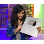Sivaangi Krishnakumar Instagram - Dream come true! 😍Got my Silver Play Button from @youtubeindia for crossing 100k subs😍without you all this wouldnt have been possible😍full unboxing video in my youtube channel😍