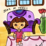 Sivaangi Krishnakumar Instagram - Dora: enga namma poro? Govt: mooditu veetla iru🙏 Stay home . Stay safe❤️ #quarantine #drawing#ipaddrawing