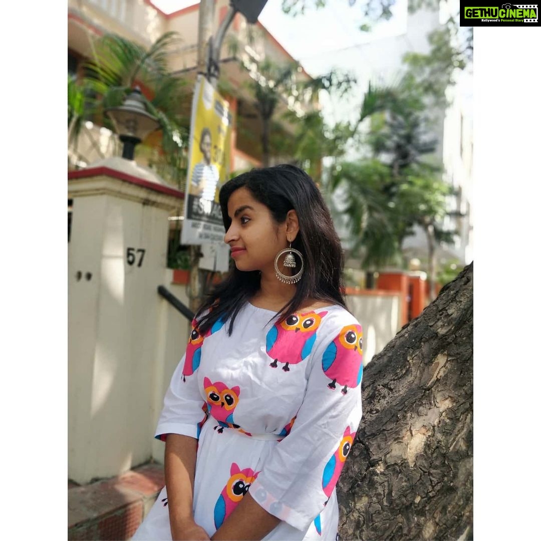 Sivaangi Krishnakumar Instagram - 🦉🦉 Outfit: @vin.boutique Earrings:@twinkle_jewelleries