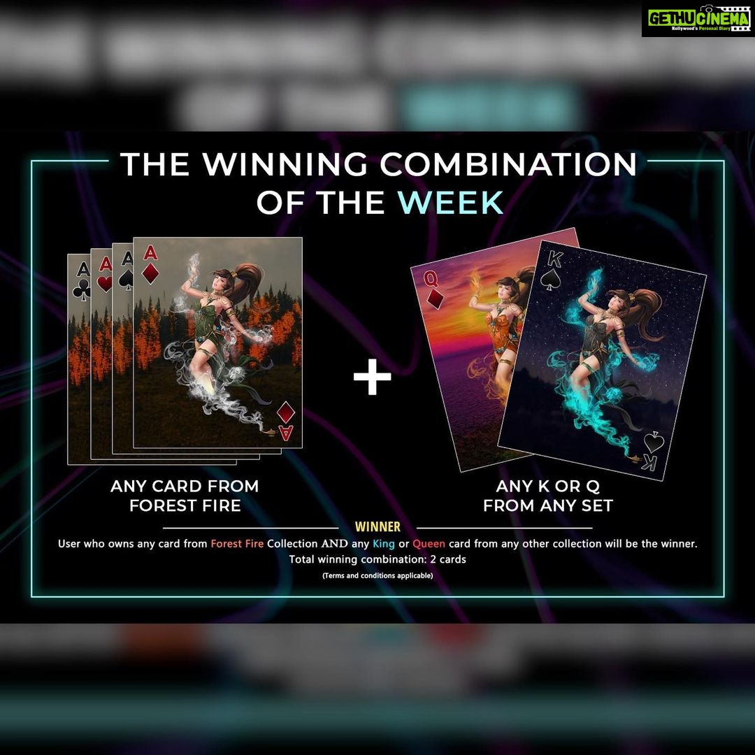 Sunny Leone Instagram - 🎁Week 2 Winning Combination 🎁 Any 1 Forest Fire collectible + any K or Q collectible from any other collection of #IDreamOfSunny . . Users who own these two card combination by end of the week will be the winners and I've a special surprise for you!! . . You can get the collection from link in bio now . . #SunnyLeone #nft #NFTGiveaway #nftart #NFTGame #btc #nfts #nftcommunity