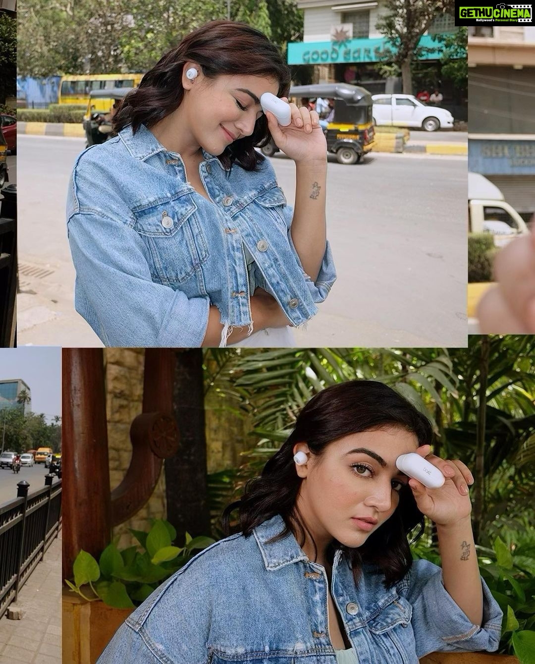 Wamiqa Gabbi Instagram - Out and about while listening to the #SoundThatMatters with the @boat.nirvana Airdopes 500 ANC 🤍 These come with ✅Hybrid Active Noise Cancellation ✅Quad Mics with ENx™️ Technology for clear communication and more... Grab yours now on Amazon.in . . . . #IAmaboAthead #WhatsYourNirvana #ItsEffinDooe #Airdopes500ANC