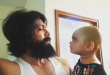 Yash Instagram - Ayra : Dad I know its summer... but I'm damn sure THIS is NOT summer cut!!! Dad : Well... ahem!! 😬 Nanjundeshwara Temple