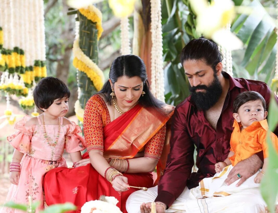 Yash Instagram - Happy to see that all of u liked the name 'YATHARV' For all of u asking for the meaning it means 'Complete' We have coined this name as a combination of our names YR and Ayra! Special mention to our dear music director @ravibasrur who has yet again gifted us with a lovely song, @santhoshvenkysinger who has sung so beautifully and #Narthan who has penned the lyrics with so much love 🙂