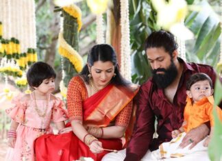 Yash Instagram - Happy to see that all of u liked the name 'YATHARV' For all of u asking for the meaning it means 'Complete' We have coined this name as a combination of our names YR and Ayra! Special mention to our dear music director @ravibasrur who has yet again gifted us with a lovely song, @santhoshvenkysinger who has sung so beautifully and #Narthan who has penned the lyrics with so much love 🙂