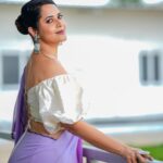 Anasuya Bharadwaj Instagram – Like a wild flower.. you must allow yourself to grow in all the places people thought you never would.. 💜

For #Jabardast #tonyt 
Outfit & Styling : @gaurinaidu 🌸
PC: @freeze_the_seconds46 🎴