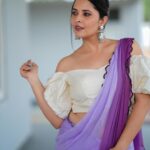 Anasuya Bharadwaj Instagram - Like a wild flower.. you must allow yourself to grow in all the places people thought you never would.. 💜 For #Jabardast #tonyt Outfit & Styling : @gaurinaidu 🌸 PC: @freeze_the_seconds46 🎴